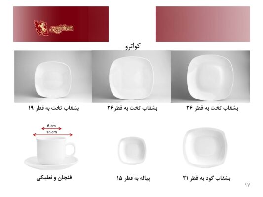 چینی زرین سفید مربع