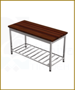 wooden surface industrial table